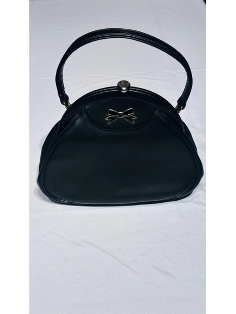 JR Florida Vintage Black Bow Clasp Handbag